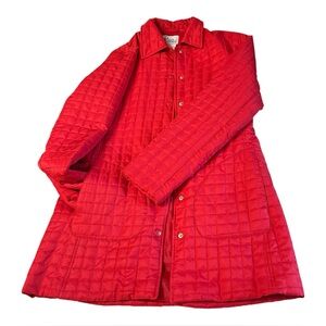 Lilly Pulitzer Vintage Quilted Red Jacket Sz S Quiet Luxury Vtg Pocket Long Coat